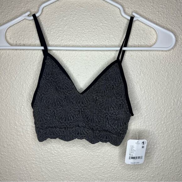 Free People FP Intimately Love Letter Bralette in Black Grey NEW XS/S - Picture 2 of 9